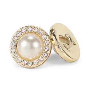 Botón de mango de perla personalizado para chaqueta, aleación de Zinc, Diamante Blanco elegante, decorativo, 10mm