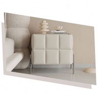 Nouvelle Arrivée Table de Chevet en Cuir Souple Design Minimaliste Coins Panneaux Couleur Crème Table de Rangement pour Chambre à Coucher
