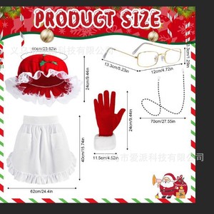 Ensemble de costumes de Noël pour femme, perruque, lunettes, gants, jupe rouge et blanche, tenue de fête de style européen - Product Image 5