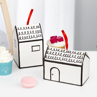 Boîte cadeau créative en papier pliable en forme de maison pour emballage de dragées de mariage, biscuits, bonbons, pâtisseries, friandises de fête et cadeaux