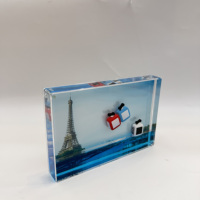 Cadre photo liquide en acrylique 4*6 pouces, figurine personnalisée en plastique, thème voiture sur câble bleu, ornement de bureau pour aquarium océanarium, souvenirs