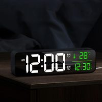 Horloge de table intelligente électrique de 9,9 pouces, écran LED grand format en ABS, alarme numérique avec affichage de la température et de la date, musique, 6 niveaux de luminosité