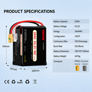 Batterie de drone haute tension 20Ah 53.2V 10C ultra haute capacité pour grands drones RC, directement de l'usine - Product Image 4