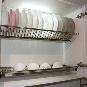 Stainless Steel Silver Modern Oblong <b>Kitchen</b> Double-Layer Dish and Utensil Draining Rack with Hanging Cabinet Durable - Product Image 4