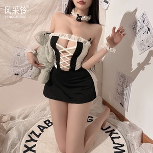 Lencería Sexy de Talla Grande para Mujer, Estilo Catwoman, Conjunto de Disfraz de Sirvienta Dulce, Diseño Calado ODM F121 - Product Image 3