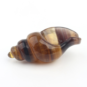 Escultura de Concha Tallada a Mano, Cristal de Fluorita Natural, Conchas Marinas, Figura Decorativa de 6 Pulgadas, Ecológica, Feng Shui - Product Image 2