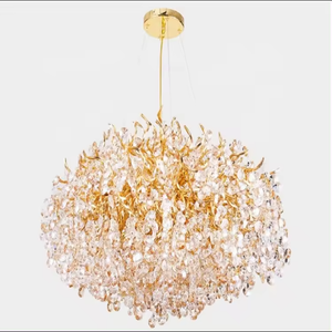 Ceiling Adjustable Height Modern Luxury <b>Gold</b> Crystal Flower Round Chandelier Large Pendant <b>Light</b> for Living Room - Product Image 6