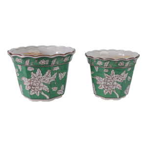 Vasi per Fiori con Design Floreale Verde, Fioriere Decorative per Uso Interno ed Esterno - Product Image 1