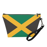 Trousse de Maquillage de Voyage en PU avec Drapeau Personnalisé de la Jamaïque pour les Voyages d'Affaires, l'Organisation de la Coiffeuse à Domicile et l'Inventaire de Marchandises de Détail