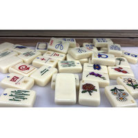 Ensemble complet de 160 tuiles de mahjong américaines de luxe portables, motif scarabée égyptien, en acrylique blanc, imprimées au laser, bleues, pour jeu de casino sacré