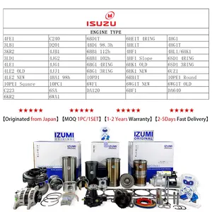 IZUMI 4JC2 6BD1 4JB1 C223 4LE2 6SD1 4JJ1 6HK1 Juego de pistón de revestimiento de cilindro Kit de reconstrucción de reacondicionamiento de motor Piezas de repuesto de reparación para Isuzu