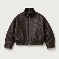 Blouson Bomber en Cuir Col Montant Personnalisé Style Luxe Discret pour Homme, Idéal Course Moto, Prise en Charge de la Broderie OEM