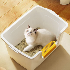 <span class=keywords><strong>Toilette</strong></span> pour animaux de compagnie semi-fermée blanche de grande capacité anti-éclaboussures anti-odeur bassin à litière pour <span class=keywords><strong>chat</strong></span> petite boîte pour animaux de compagnie - Product Image 2