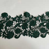 Offre Spéciale – Bordure en dentelle guipure vert brillant brodée de strass en polyester pour accessoires vestimentaires féminins DIY