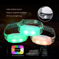 Fournisseurs de bracelets LED personnalisés, bracelet LED à commande à distance avec 2 LED lumineuses, bande réglable