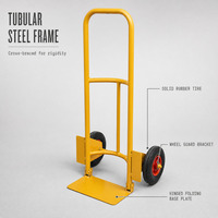 Chariot à main pliable en métal industriel à 2 roues, personnalisable OEM, chariot de plateforme pour entrepôt