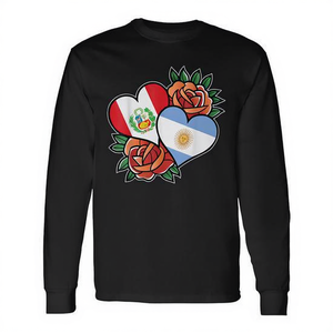 Camiseta de Manga Larga con Bandera de Perú y Argentina, Mitad Peruanas, Mitad Argentinas - Product Image 2