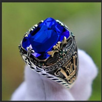 Bagues Chevalières Turques Vintage Bicolores en Zircon Taillé ZhuQian – Bijoux Rétro Punk pour Hommes en Alliage Plaqué Argent Couleurs Personnalisables – Vente en Gros
