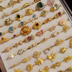 แหวนทองคำแท้ 9ct สำหรับผู้หญิง แหวนทองคำแท้ 14k ปรับขนาดได้ แหวนทองชุบ สร้อยข้อมือและแหวน - Product Image 1