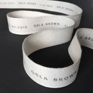 Ruban en sergé de coton naturel de 15 mm avec logo imprimé personnalisé, emballage écologique pour cadeau, ruban en sergé - Product Image 2