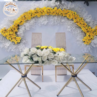 Table de salle à manger de mariage d'acier inoxydable de dessus en verre clair moderne de conception de style de mode
