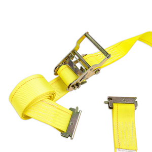 E-트랙 메탈 래칫 2500lbs 폴리에스터 웨빙 타이 다운 스트랩 로딩 스트랩 노란색 화물 고정 50mm/2인치 텐션 스트랩 - Product Image 2