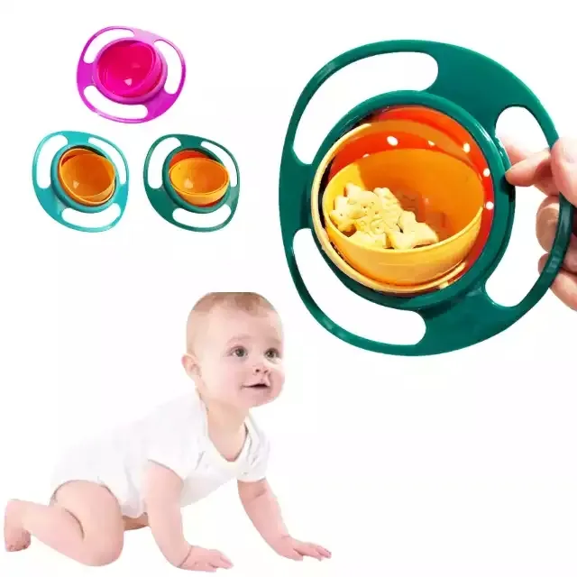 Nuovo Design Baby 360 ruota ciotole per l'equilibrio creativo ciotola giroscopica universale antigoccia per bambini stoviglie per l'alimentazione del bambino antigoccia