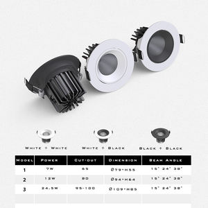 Réflecteur 15 24 38 degrés 7W 12W 24.5W Cob hôtel <span class=keywords><strong>plafond</strong></span> encastré réglable Cob rond Led éclairage fabricant Spot - Product Image 5