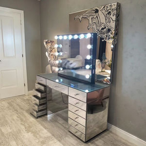 YX-V008 Tocador de Maquillaje y Espejo Estilo Muebles de Dormitorio Escritorio de Maquillaje de Pie Madera MDF y Metal para Uso Doméstico Vidrio Moderno - Product Image 3