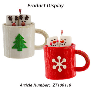 Haute qualité fait à la main noël paillettes Cupcake bonhomme de neige avec renne bois pendentif ornement pour arbre de noël fête cadeaux décor - Product Image 4