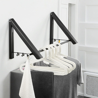Séchoir mural OEM en aluminium pour balcon Porte-vêtements en métal pliable noir pour salle de bain pour un gain de place
