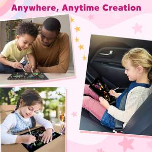 Usine arc-en-ciel ensembles <span class=keywords><strong>de</strong></span> papier à gratter noir feuilles à gratter Notes cartes fournitures <span class=keywords><strong>de</strong></span> trucs noir bloc-notes pour enfants - Product Image 5