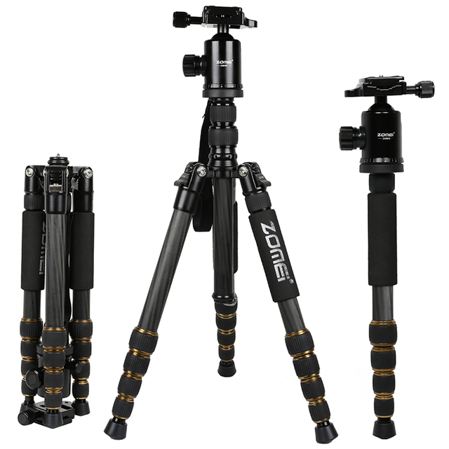 Zomei Z669C Carbon Fiber Camera Tripod | 2-in-1 Monopod | Compact Travel Tripod for Outdoor Photography