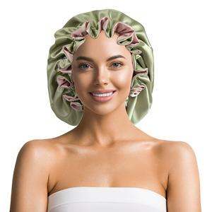 Vente en gros de bonnets de haute qualité pour femmes RTS double couche réglable réversible <span class=keywords><strong>bonnet</strong></span> en satin avec logo personnalisé pour dormir - Product Image 3