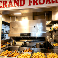 Hotte aspirante sans conduit pour cuisine, hôtel, usage commercial, en acier inoxydable avec filtre à graisse intégré, hotte sans conduit