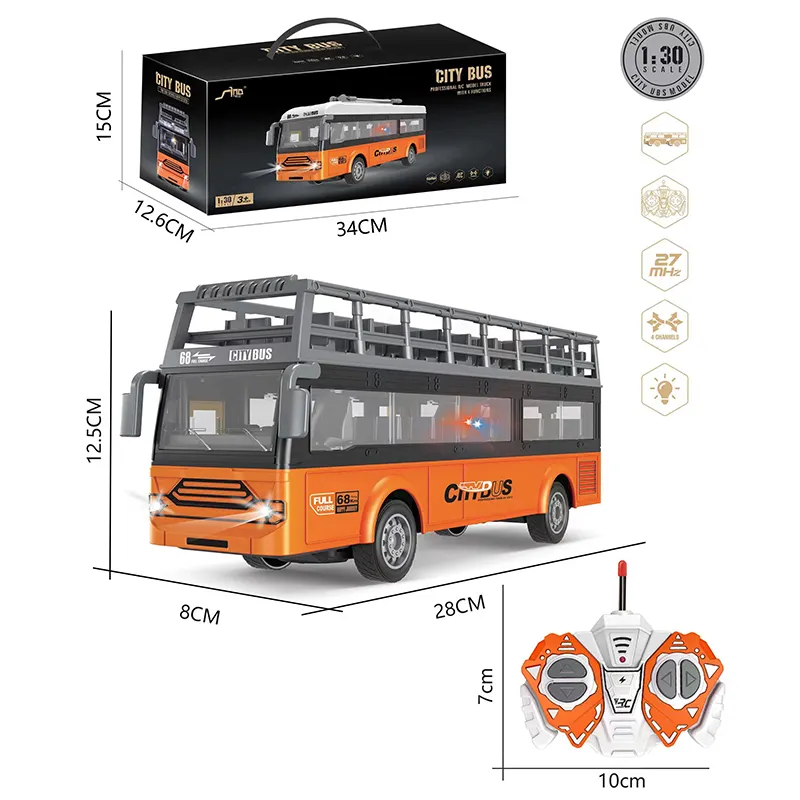 Mobil Mainan Bus Elektronik Mobil Mainan Plastik Dek Ganda Mobil Truk Rc Mobil Kota Jarak Jauh Bus Wisata Bepergian Anak-anak Dikendalikan Radio