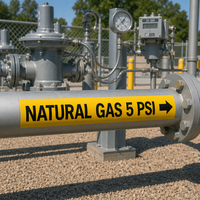 Étiquettes autocollantes imperméables pour identification de tuyaux de gaz naturel, détection de sens de flux, découpées pour pipelines de gaz extérieurs