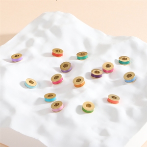 Sh39 En gros, composants de bijoux classiques pour bracelets et colliers, pendentifs à perles émaillées en acier inoxydable plaqué or pour la fabrication DIY - Product Image 3