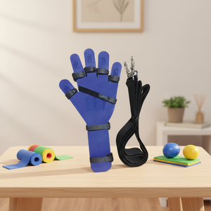 Tutore per dita blu con cinghia per recupero da ictus, emiplegia, infortuni al palmo, tutore fisso per mano e dita - Product Image 1