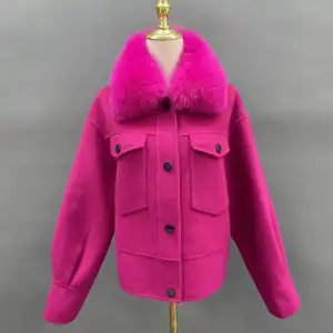 New design winter lantern sleeve short double-sided fabric single breasted wool cashmere coat women