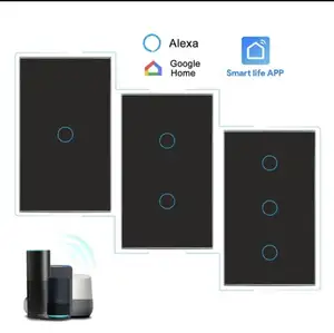 Interruptor inteligente au/us, interruptor wifi do painel de toque da parede da casa inteligente alexa