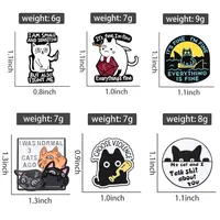 Broche émaillée personnalisée de la collection de chats noirs de dessins animés amusants THINK BEFORE YOU CLICK, badges de revers pour sacs à dos, bijoux et cadeaux