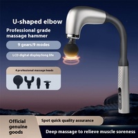Marteau de massage portatif rechargeable avec poignée allongée, 4 têtes de massage, contrôle de la vitesse, soulagement myofascial, fonction musicale