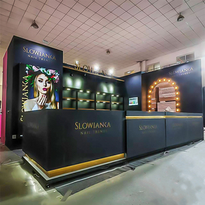 Stand de exposición Stand de <span class=keywords><strong>Expo</strong></span> con sistema modular Servicio de diseño personalizado Stand de <span class=keywords><strong>Expo</strong></span> de 4x6m con logotipo y gráficos personalizados - Product Image 1