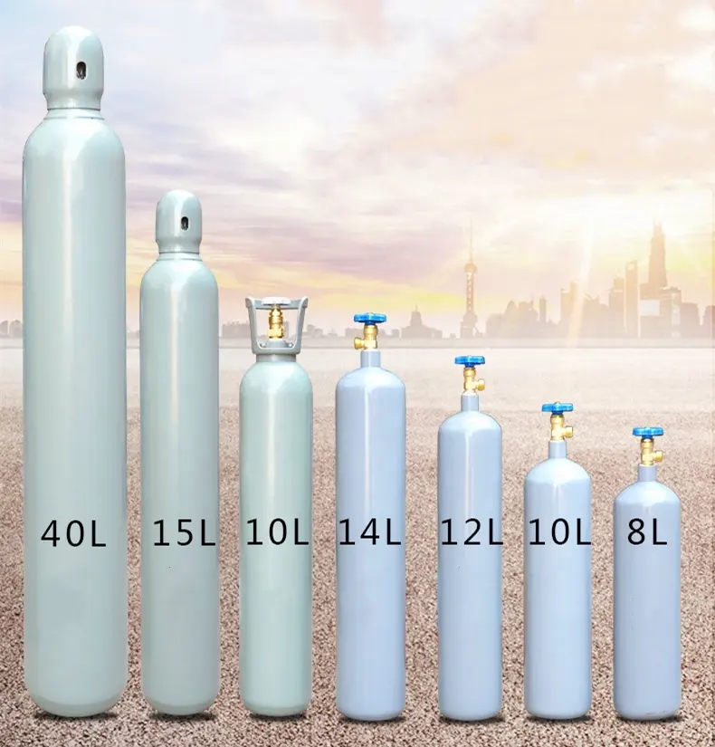 Cilindro vazio de gás de oxigênio, cilindro de aço 150 barra 7m3 de cilindro médico de oxigênio, 10 40, 50 litros, 40l, 50l, à venda