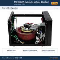 Stabilisateur de tension automatique monophasé personnalisé TND5 3KVA 140V à 260V avec moteur servo, écran LCD, certifié CE, pour usage domestique