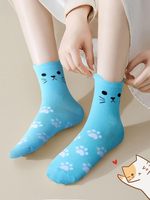 5 paires de chaussettes d'hiver tricotées anti-bactériennes à motif de chat mignon pour femmes, cadeaux amusants pour les amoureux des chats, chaussettes de Noël parfaites