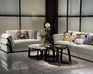 Diseñador italiano de lujo sala de estar negro oro mesa de té mesa de centro - Product Image 6