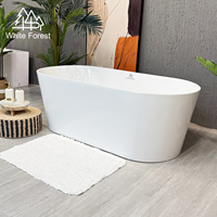 Baignoire à remous de luxe WhiteForest pour hôtel et villa, baignoire ovale autoportante à bord fin, en acrylique de haute qualité