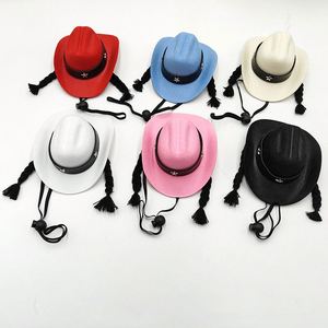 หมวกคาวบอยขนาดเล็กสำหรับตุ๊กตาปาร์ตี้วันเกิดสัตว์เลี้ยงสไตล์ตะวันตก - Product Image 1